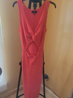 Say What? Red Twist-Front Cutout Midi Dress